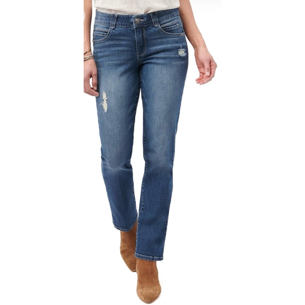 Democracy “Abs” Solution Distressed Skinny Blue Jeans Size 6